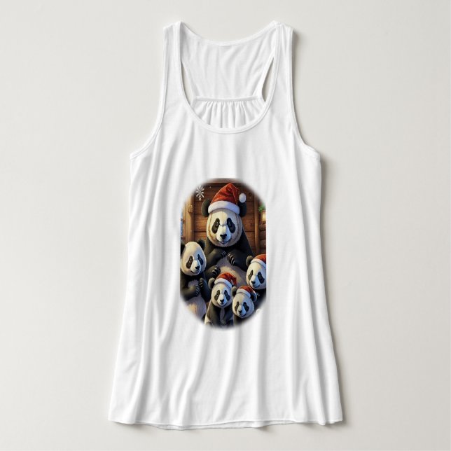 Panda Bear t-shirts Linne Med Racerback (Design framsida)