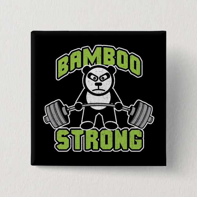 Panda Bear Tecknad - Bamboo Strong - Deadlift Knapp (Framsida)