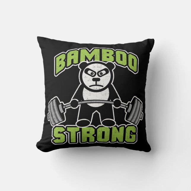 Panda Bear Tecknad - Bamboo Strong - Deadlift Kudde (Framsida)