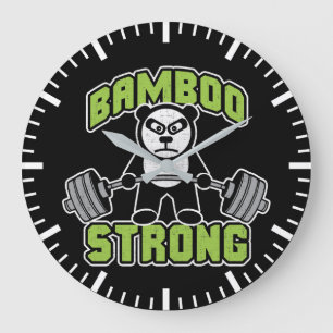 Panda Bear Tecknad - Bamboo Strong - Deadlift Stor Klocka