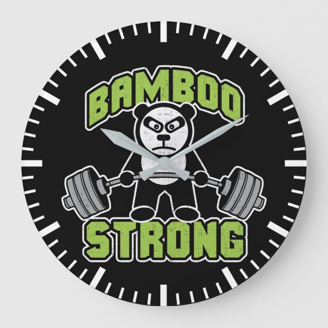 Panda Bear Tecknad - Bamboo Strong - Deadlift Stor Klocka (Framsida)