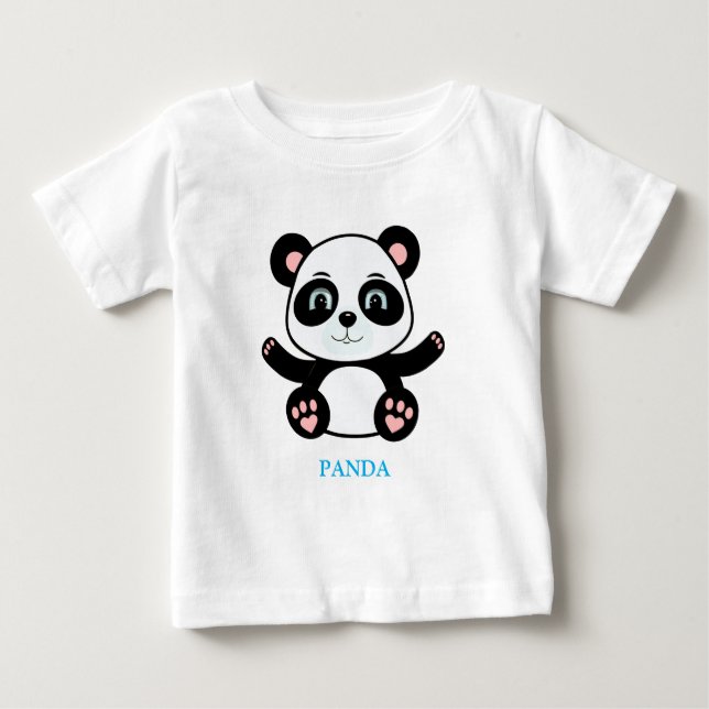 Panda Bear Tecknad T Shirt (Framsida)