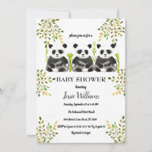 Panda Bear Triplets Baby Shower Greenery Natature