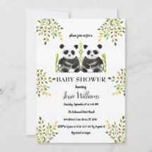 Panda Bear Twillingars Baby Shower Greenery Nature