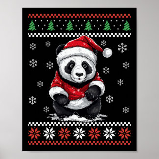 Panda Bear Ugly Christmas Xmas For Adults Kids Poster