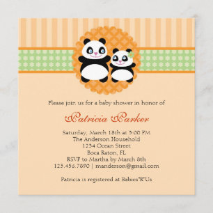 Panda Bear Unisex Baby Shower-inbjudan Inbjudningar