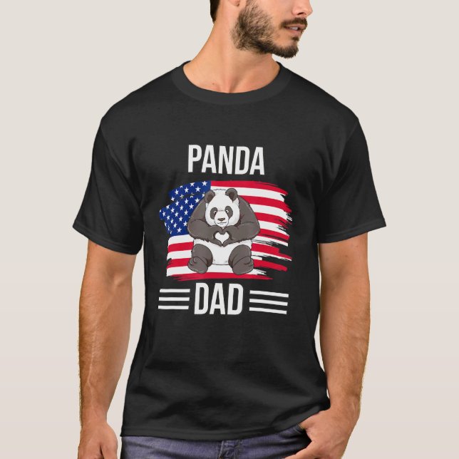 Panda Bear Us Flag 4th Of July  Panda Dad T Shirt (Framsida)