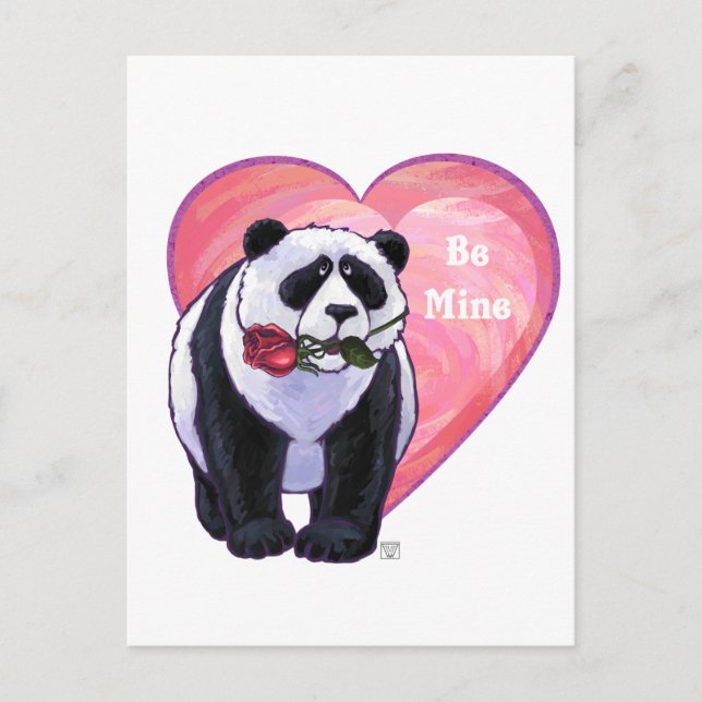 Panda Bear Valentindagen Helg Vykort (Framsida)
