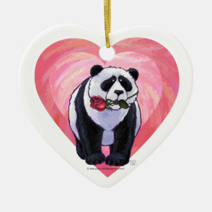 Panda Bear Valentindagen Julgransprydnad Keramik