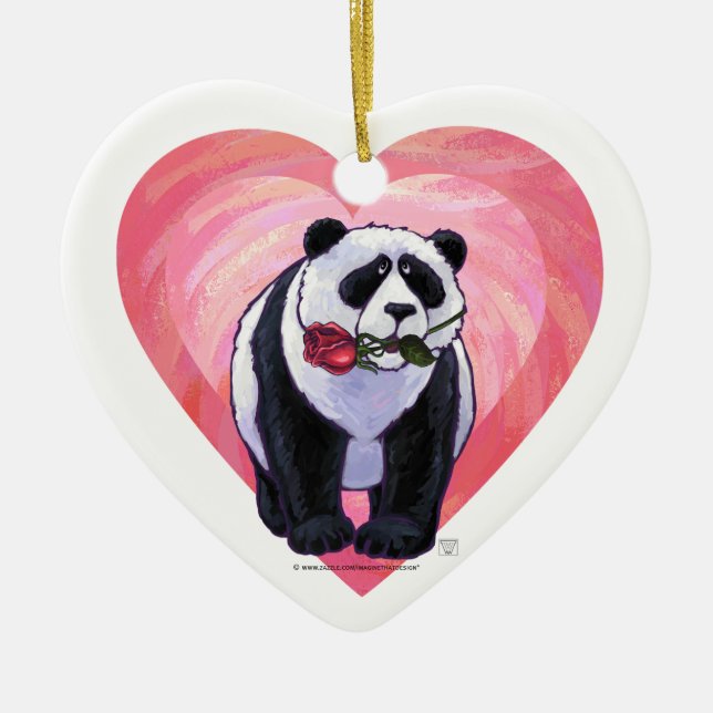 Panda Bear Valentindagen Julgransprydnad Keramik (Framsidan)