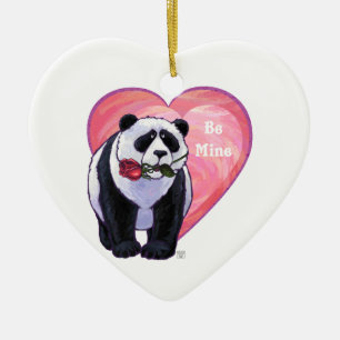 Panda Bear Valentindagen Julgransprydnad Keramik