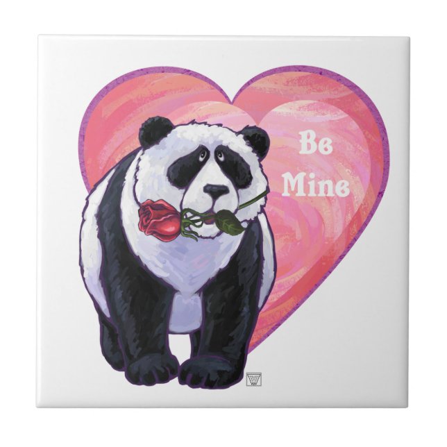 Panda Bear Valentindagen Kakelplatta (Framsidan)