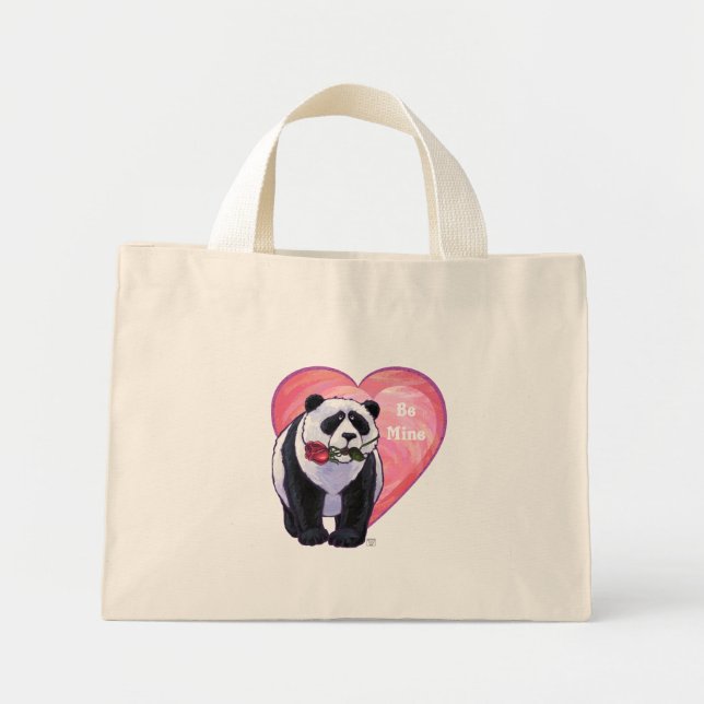 Panda Bear Valentindagen Mini Tygkasse (Framsidan)