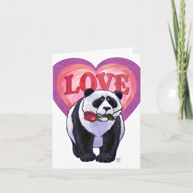 Panda Bear Valentines dag Helgkort (Framsida)