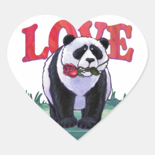 Panda Bear Valentines dag Hjärtformat Klistermärke