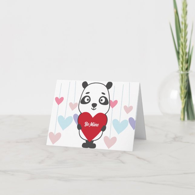 Panda Bear Valentines day-kort för anpassningsbar Tack Kort (Framsida)