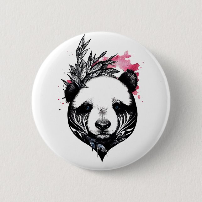 Panda Bear Vild Animal Nature Illustration Art Tat Knapp (Framsida)