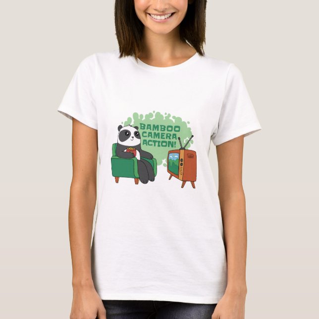 PANDA BEAR WATCHING TV T SHIRT (Framsida)