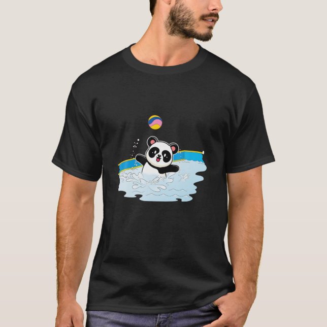 Panda Bear Water Polo Player Water Ball Sports Ani T Shirt (Framsida)