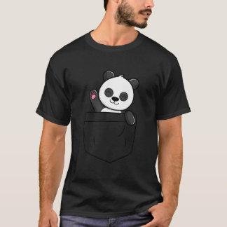 Panda Bear Waving In A Pocket Pocket Panda Bear T Shirt