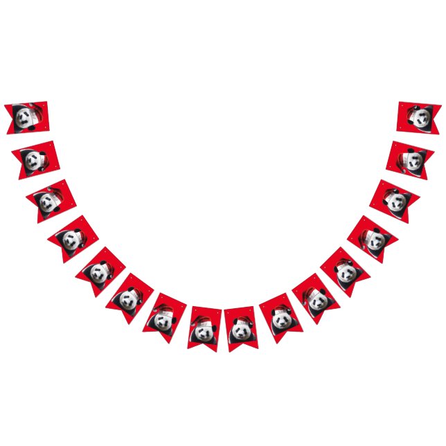 Panda Bear Wearing a Jultomten Hat Vimplar (Alla)