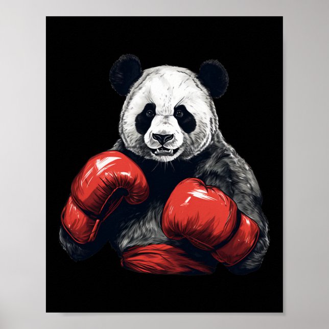 Panda Bear Wearing Boxing Glove - Lårande boxing Poster (Framsidan)