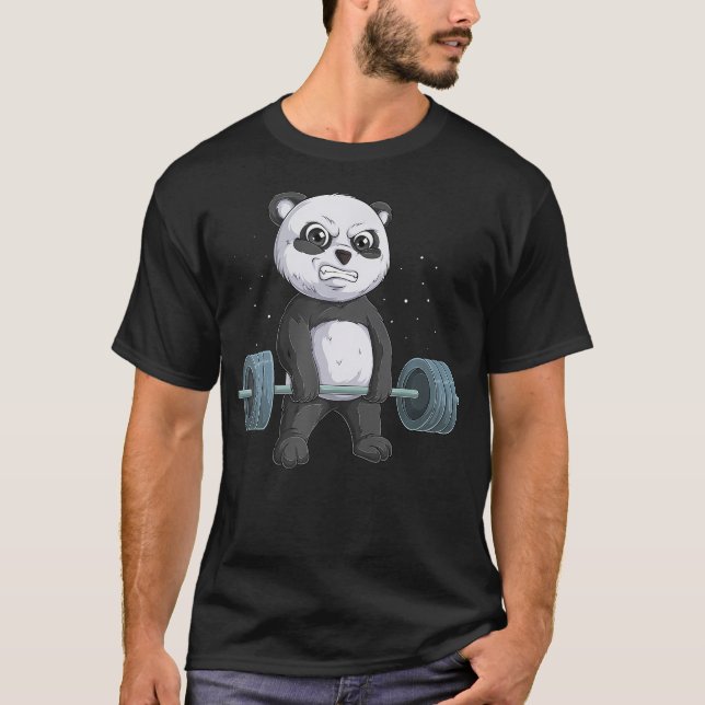 Panda Bear Weightlift Funny Deadlift Manar Fitnes T Shirt (Framsida)