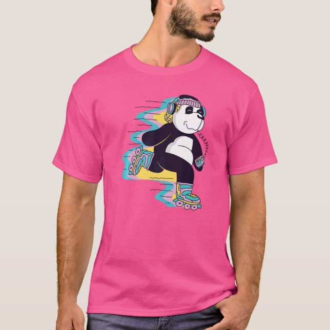 Panda Bear with Roller Skates for Skater and Bear T Shirt (Framsida)