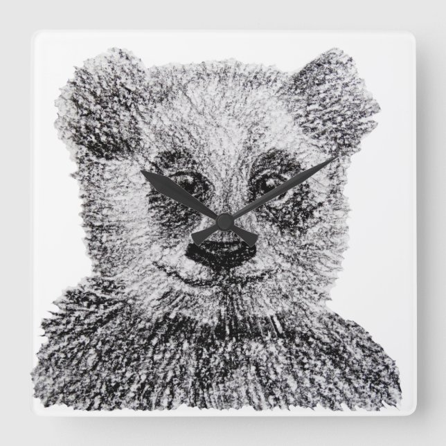 Panda Bear Your Anpassningsbar Square Wall Clock Fyrkantig Klocka (Framsida)