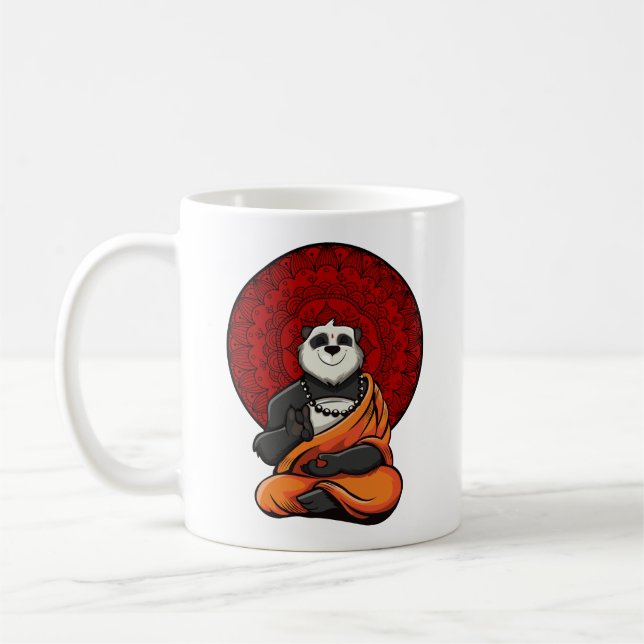 Panda Bear Zen Yoga Meditation Buddha Kaffemugg (Vänster)
