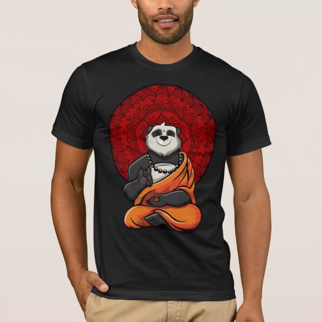 Panda Bear Zen Yoga Meditation Buddha T Shirt (Framsida)