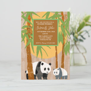 Panda Bears & Bamboo bröllopsinbjudan Inbjudningar
