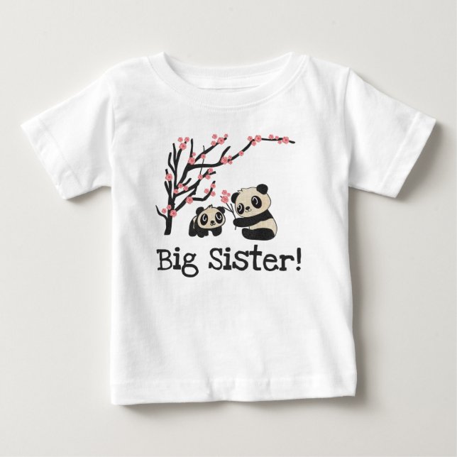 Panda Bears Big Sister Tee Shirt (Framsida)