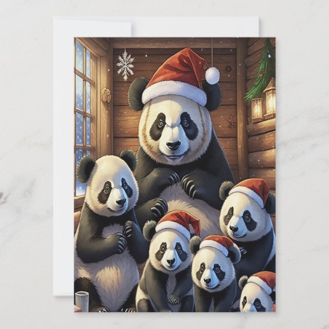 Panda Bears Christmas Card Julkort (Framsida)