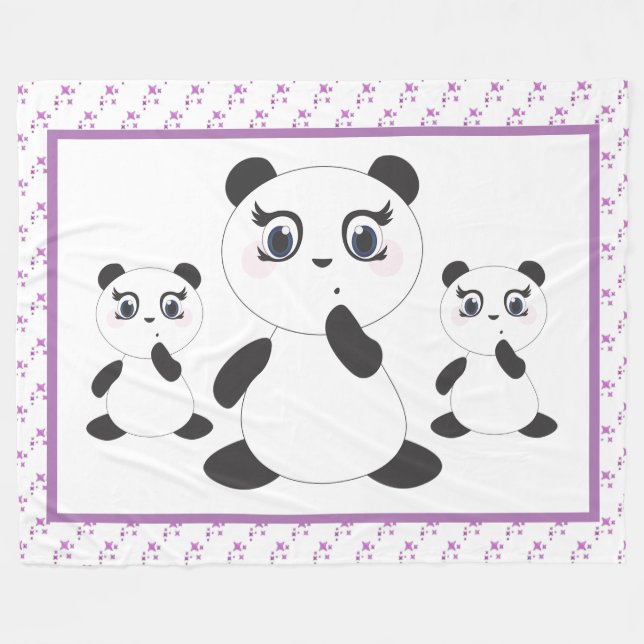 Panda Bears Fleecefilt (Framsidan (Horisontell))