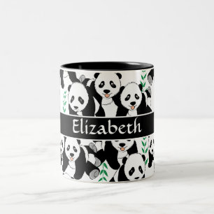 Panda Bears Graphic Mönster för att anpassa sig Två-Tonad Mugg