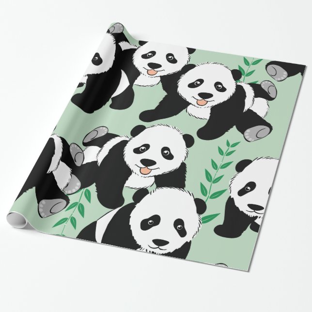 Panda Bears Graphic Presentpapper (Utrullad)
