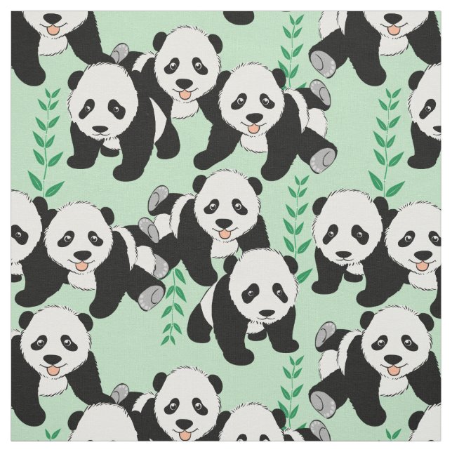 Panda Bears Graphic Tyg (Provkarta)