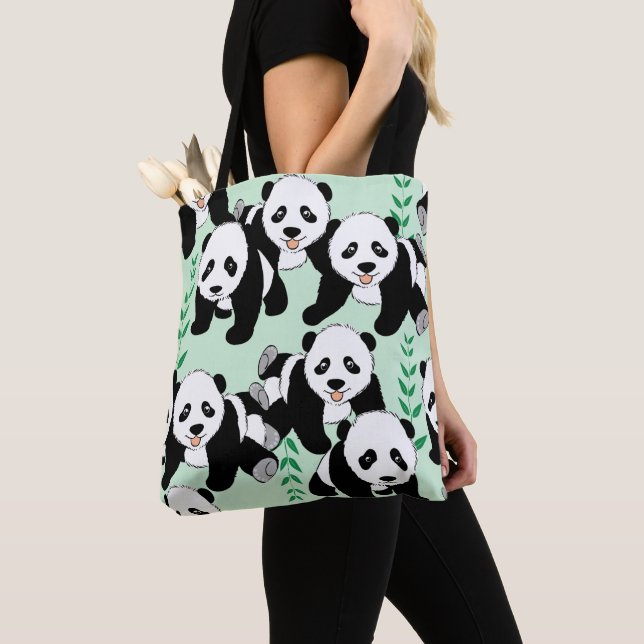 Panda Bears Graphic Tygkasse (Närbild)