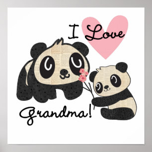 Panda Bears I Kärlek Grandma Poster