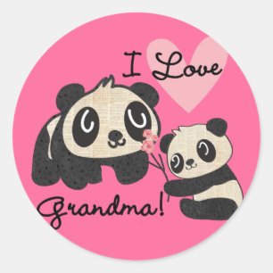 Panda Bears I Kärlek Grandma Runt Klistermärke