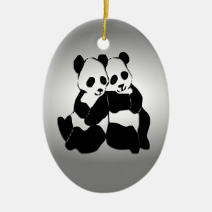 Panda Bears Julgransprydnad Keramik