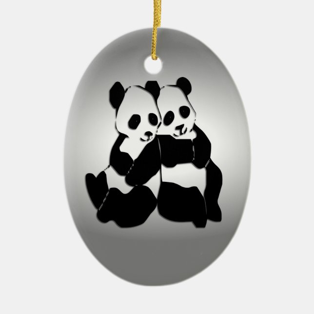 Panda Bears Julgransprydnad Keramik (Framsidan)