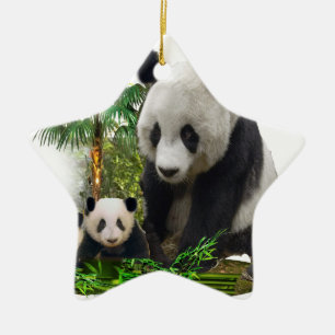 Panda Bears Julgransprydnad Keramik