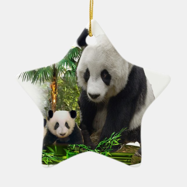 Panda Bears Julgransprydnad Keramik (Framsidan)