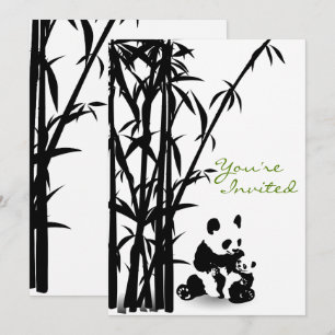 Panda Bears och Bamboo Baby Shower Inbjudningar