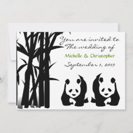 Panda Bears och Bamboo bröllopsinbjudan Inbjudningar