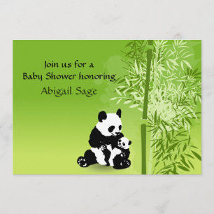Panda Bears och Bamboo Neutralt Baby Shower Inbjud Inbjudningar
