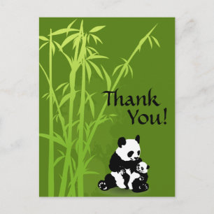 Panda Bears och Bamboo Tack Postcard Vykort