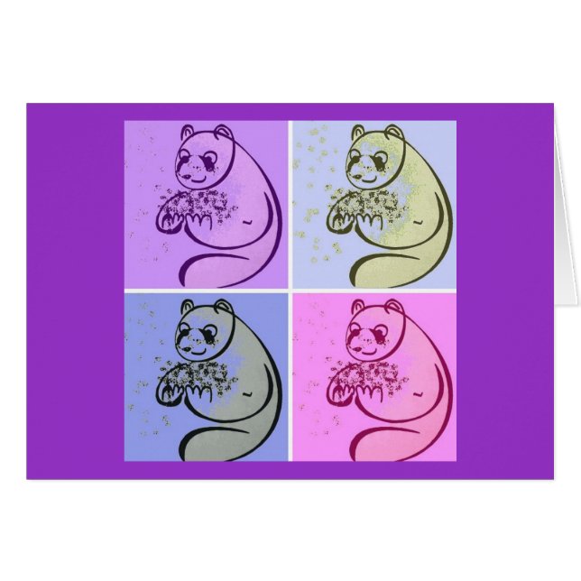 Panda Bears Pop Art Hälsningskort (Framsidan Horizontal)